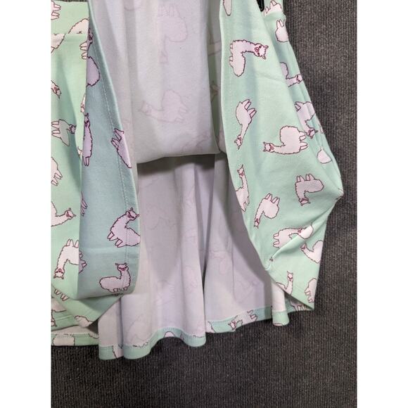 Hot Topic Llama Print Skirt Womens Small Mint Green Swing Pull On Stretch Pocket - Picture 3 of 12